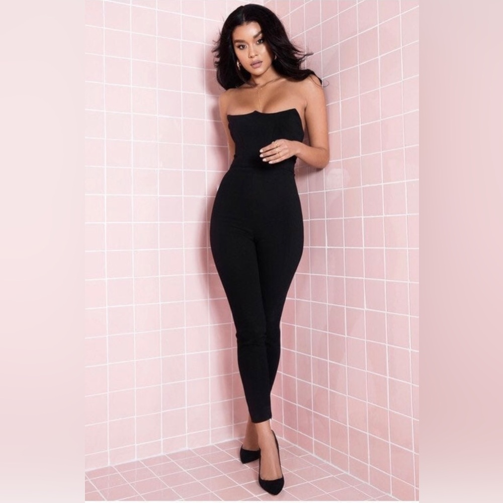 House Of CB Milli Black Strapless Corset Jumpsuit